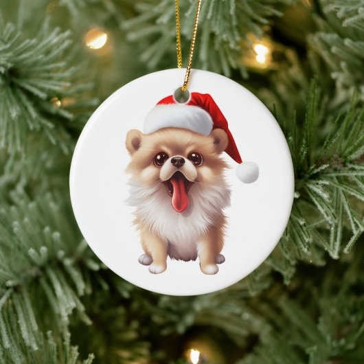 Custom Fun Spitz Weihnachtshund Keramik Ornament (Baum)