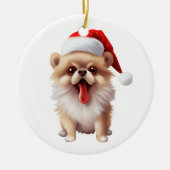 Custom Fun Spitz Weihnachtshund Keramik Ornament (Vorne)