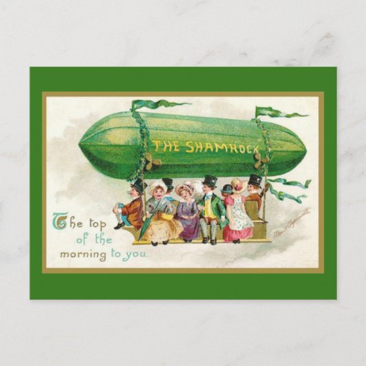 Custom Fun St Patricks Day Irish Zeppelin Airship Postkarte (Vorderseite)