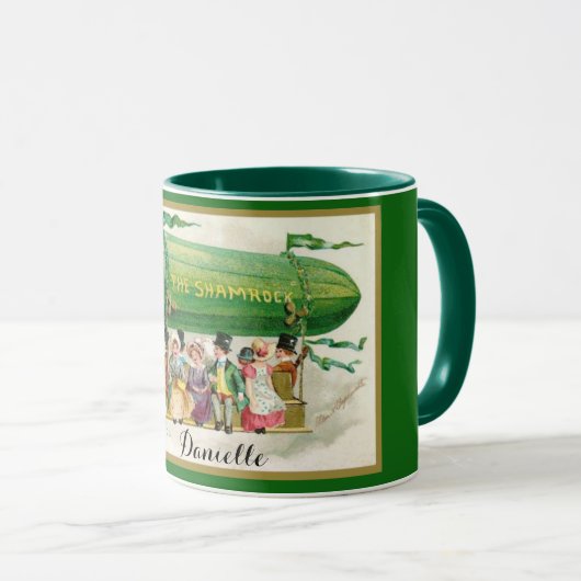 Custom Fun St Patricks Day Irish Zeppelin Airship Tasse (VorderseiteRechts)