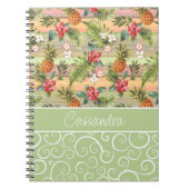Custom Fun Tropical Pineapse Fruit Floral Muster Notizblock (Vorderseite)
