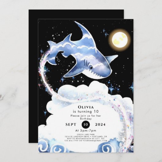Custom Fun Unterwasser Hai Geburtstag Einladung (Vorne/Hinten)