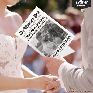 Custom Fun Vows Wedding Newspapers Vows Karte
