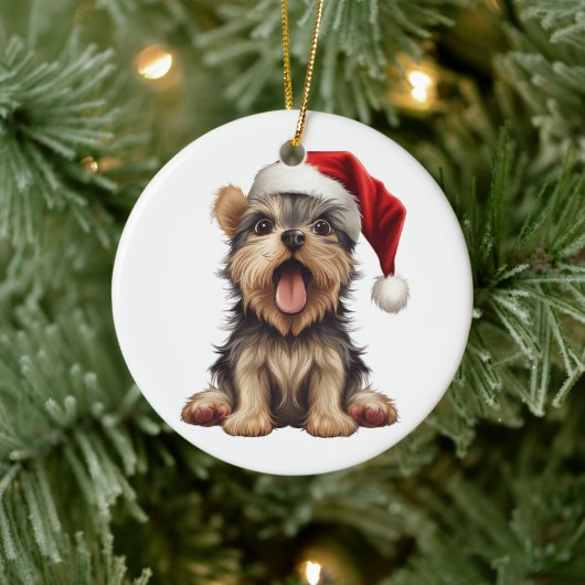 Custom Fun Yorkshire Terrier Christmas Dog Keramik Ornament (Baum)