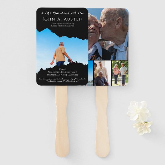 Custom Funeral Fan Remembered with Love Fächer (Vorne und Hinten)