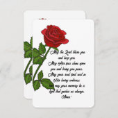 Custom Funeral Memorial Card with Prayer and Rose Dankeskarte (Vorne/Hinten)