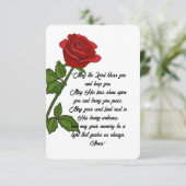 Custom Funeral Memorial Card with Prayer and Rose Dankeskarte (Stehend Vorderseite)
