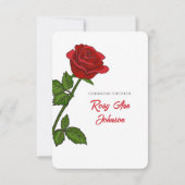 Custom Funeral Memorial Card with Prayer and Rose Dankeskarte (Rückseite)