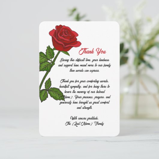 Custom Funeral Thank You Card Dankeskarte (Stehend Vorderseite)