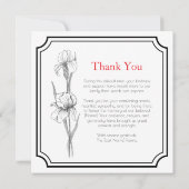 Custom Funeral Thank You Card with Iris Flowers Dankeskarte (Rückseite)