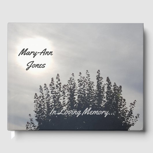 Custom Funerary Guest Book Cloudy Tree Fotografy Gästebuch (Vorderseite)