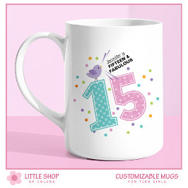 Custom Fünfzehn und Fabulous Pink Confetti Geburts Kaffeetasse