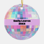 Custom Funkelnd Pink & Rainbow Diskothek Ball Weih Keramik Ornament (Vorne)