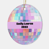 Custom Funkelnd Pink & Rainbow Diskothek Ball Weih Keramik Ornament (Links)