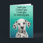 Custom Funny Birthday Card Dalmatiner Dankeskarte<br><div class="desc">Dalmatiner Geburtstagskarte Anpassungsoptionen: Ändern Sie den Anlass,  von wem die Karte stammt (der Name Ihres Hundes),  für wen die Karte bestimmt ist (z.B. Mama,  Vater,  Nan,  Gran,  Heimatbruder oder -schwester,  etc.). Sie können auch das Hundebild ändern,  wenn Sie möchten,  Schriftart und Farbe oder die Hintergrundfarbe.</div>