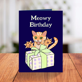 Custom Funny Birthday Cat Cartoon Karte