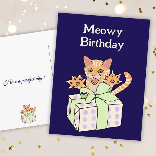 Custom Funny Birthday Cat Cartoon Postkarte