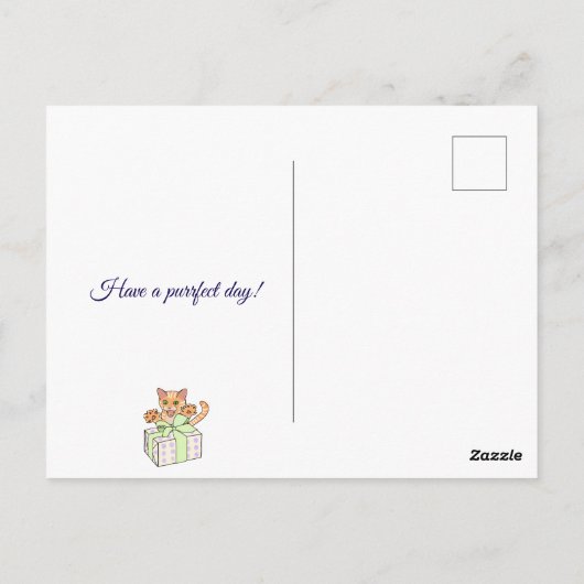 Custom Funny Birthday Cat Cartoon Postkarte (Rückseite)