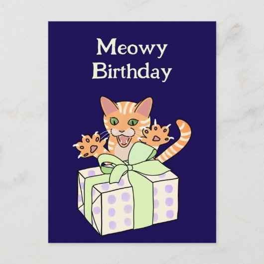 Custom Funny Birthday Cat Cartoon Postkarte (Vorderseite)