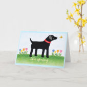 Custom Funny Black Dog Spring Greeting Card Karte (Gelbe Blume)