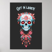 Custom Funny Blue Pink Halloween Sugar Skull Poster (Vorne)