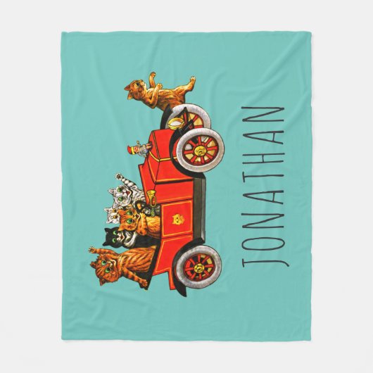 Custom Funny Cartoon Cats Kittens Classic Car Fleecedecke (Vorderseite)