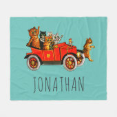 Custom Funny Cartoon Cats Kittens Classic Car Fleecedecke (Vorderseite (Horizontal))