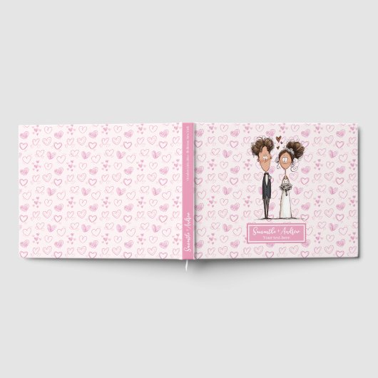 Custom Funny Cartoon Wedding Couple Gästebuch (Voll)
