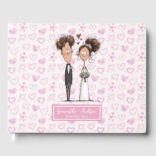 Custom Funny Cartoon Wedding Couple Gästebuch (Vorderseite)