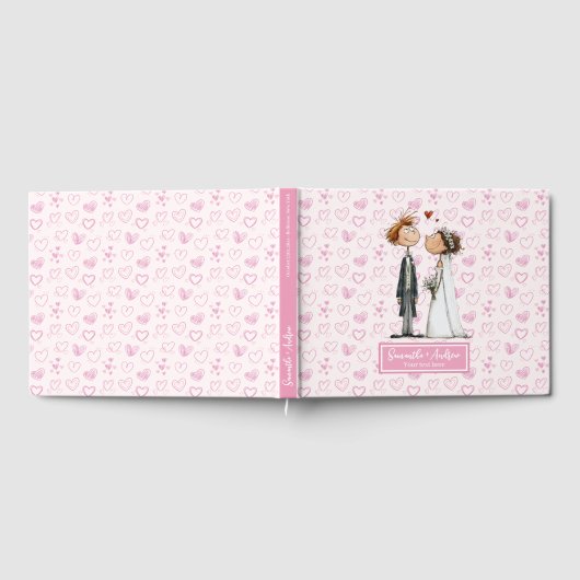 Custom Funny Cartoon Wedding Couple Gästebuch (Voll)