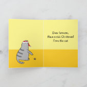 Custom Funny Cat Cartoon Coughed Up Gift Christmas Karte (Innenseite)