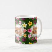 Custom Funny Cat Foto Grün tropisch Hawaii Kaffeetasse (VorderseiteRechts)