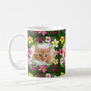 Custom Funny Cat Foto Grün tropisch Hawaii Kaffeetasse