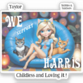 Custom Funny Childless Cat Ladys KAMALA 2024 Aufkleber (Vorderseite)