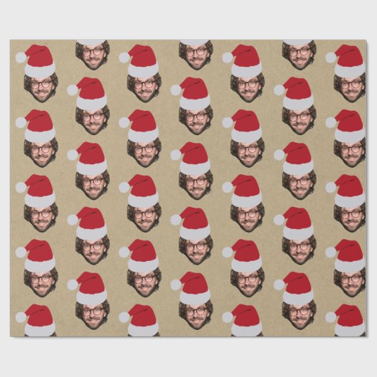 Custom Funny Christmas Weihnachtsmannmütze Face Fo Geschenkpapier (Flach)
