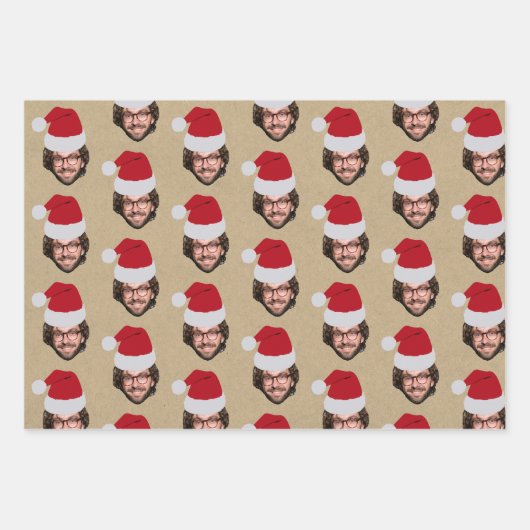 Custom Funny Christmas Weihnachtsmannmütze Face Fo Geschenkpapier Set (Vorderseite 2)