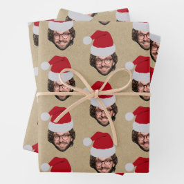 Custom Funny Christmas Weihnachtsmannmütze Face Fo Geschenkpapier Set