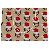 Custom Funny Christmas Weihnachtsmannmütze Face Fo Große Geschenktüte (Vorderseite)