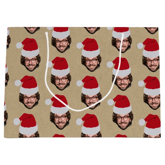 Custom Funny Christmas Weihnachtsmannmütze Face Fo Große Geschenktüte (Vorderseite)