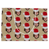 Custom Funny Christmas Weihnachtsmannmütze Face Fo Große Geschenktüte (Rückseite)