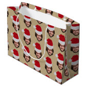 Custom Funny Christmas Weihnachtsmannmütze Face Fo Große Geschenktüte (Rückseite Schrägansicht)