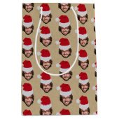 Custom Funny Christmas Weihnachtsmannmütze Face Fo Mittlere Geschenktüte (Vorderseite)