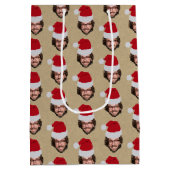 Custom Funny Christmas Weihnachtsmannmütze Face Fo Mittlere Geschenktüte (Rückseite)