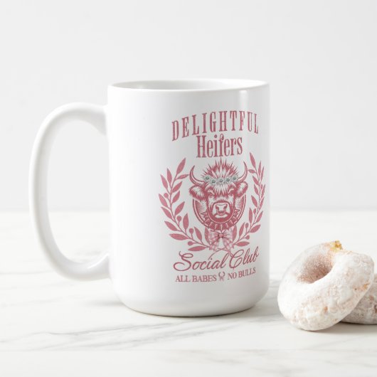 Custom Funny Cow Geschenk für sie, Heifer Social C Kaffeetasse (Mit Donut)