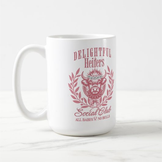 Custom Funny Cow Gift For Her, Heifer Social Club Kaffeetasse (Links)