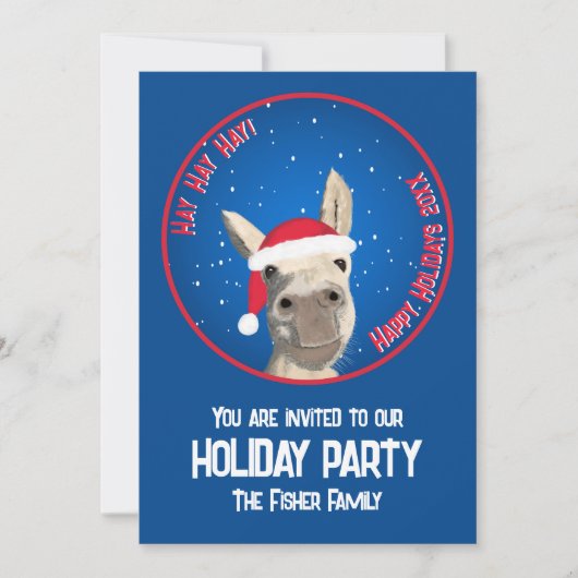 Custom Funny Donkey Santa Pun 2025 Urlaub Einladung (Vorderseite)