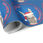 Custom Funny Donkey Santa Pun 2025 Urlaub Geschenkpapier (Rolleneckpunkt)