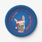 Custom Funny Donkey Santa Pun 2025 Urlaub Pappteller (Vorderseite)
