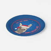 Custom Funny Donkey Santa Pun 2025 Urlaub Pappteller (Schrägansicht)