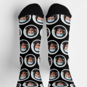 Custom Funny Face Foto Black Socken (Oben)